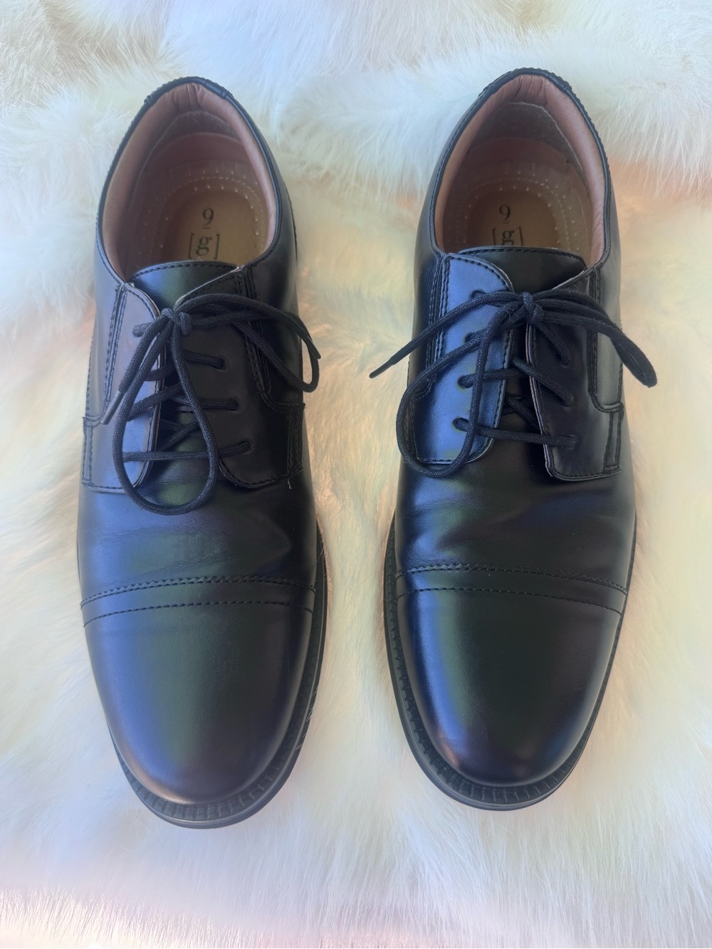 George Black Leather Cap-Toe Derby Shoes